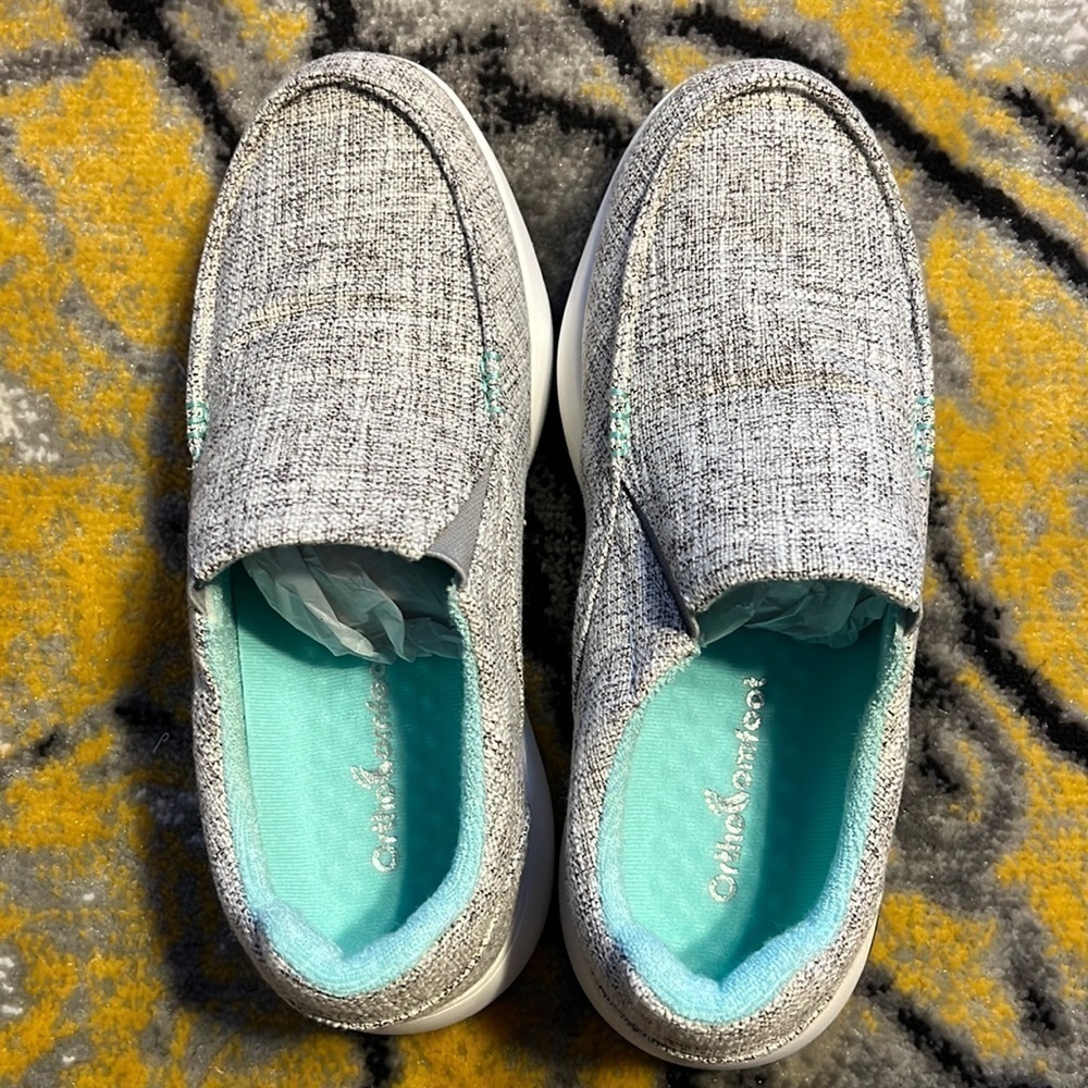 OrthoComfoot Women Canvas Slip on Shoes, Comfort Plantar Fasciitis size 8.5
